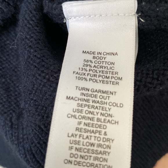 Adorable sweater. Navy with black fuzzy balls. Made by CeCe size small. - Picture 4 of 7